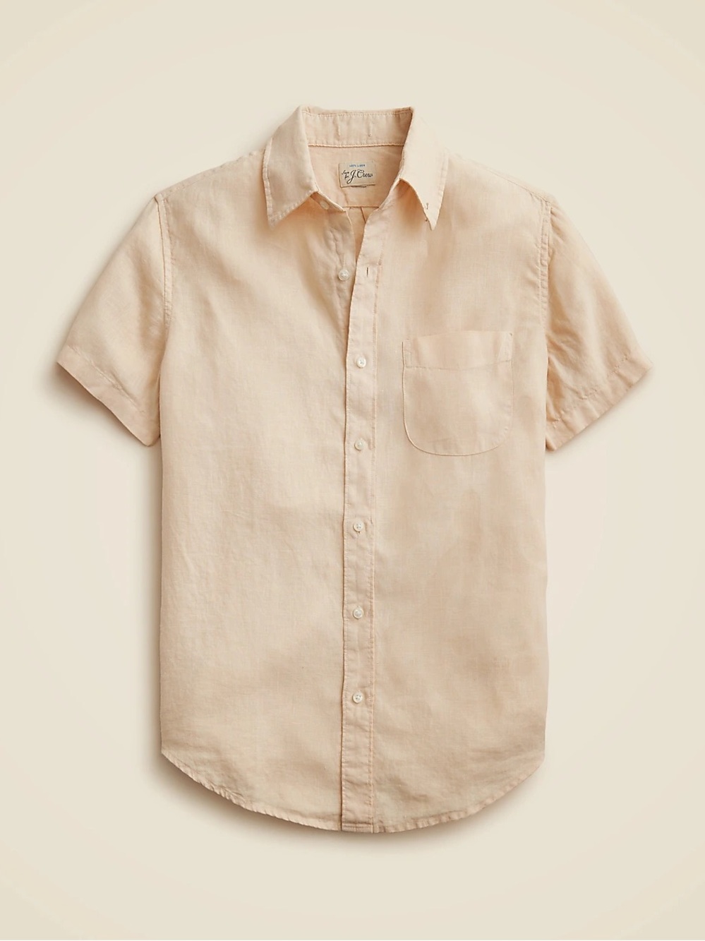 J.Crew Short Sleeve Washed Linen Shirt Natural Size XL Classic Fit